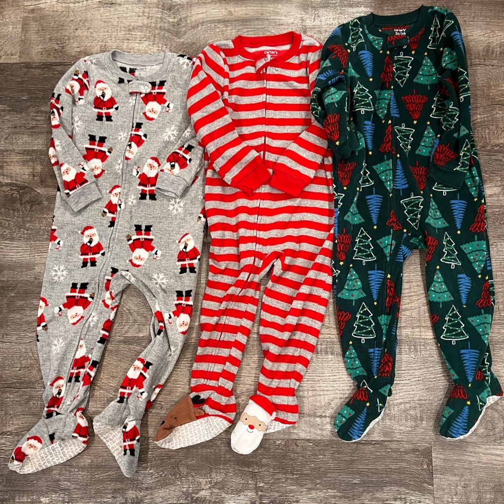 Carter's 3T Christmas Footed Pajamas Bundle